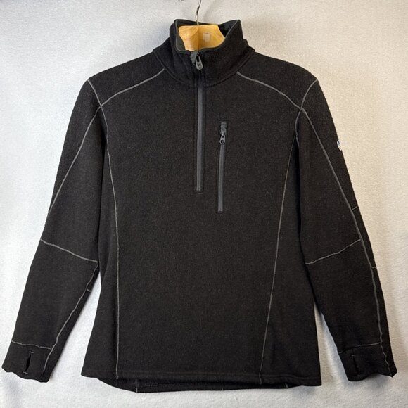 Kuhl Interceptr Pullover Mens Size M Black 1/4 Zip Fleece Sweater Mid Layer Top - Picture 1 of 13